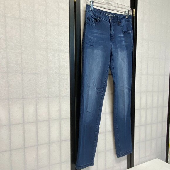 Tru Luxe Premium Platinum Stretch Mid Rise Straight Denim Medium Wash Jeans 2 - Picture 3 of 13